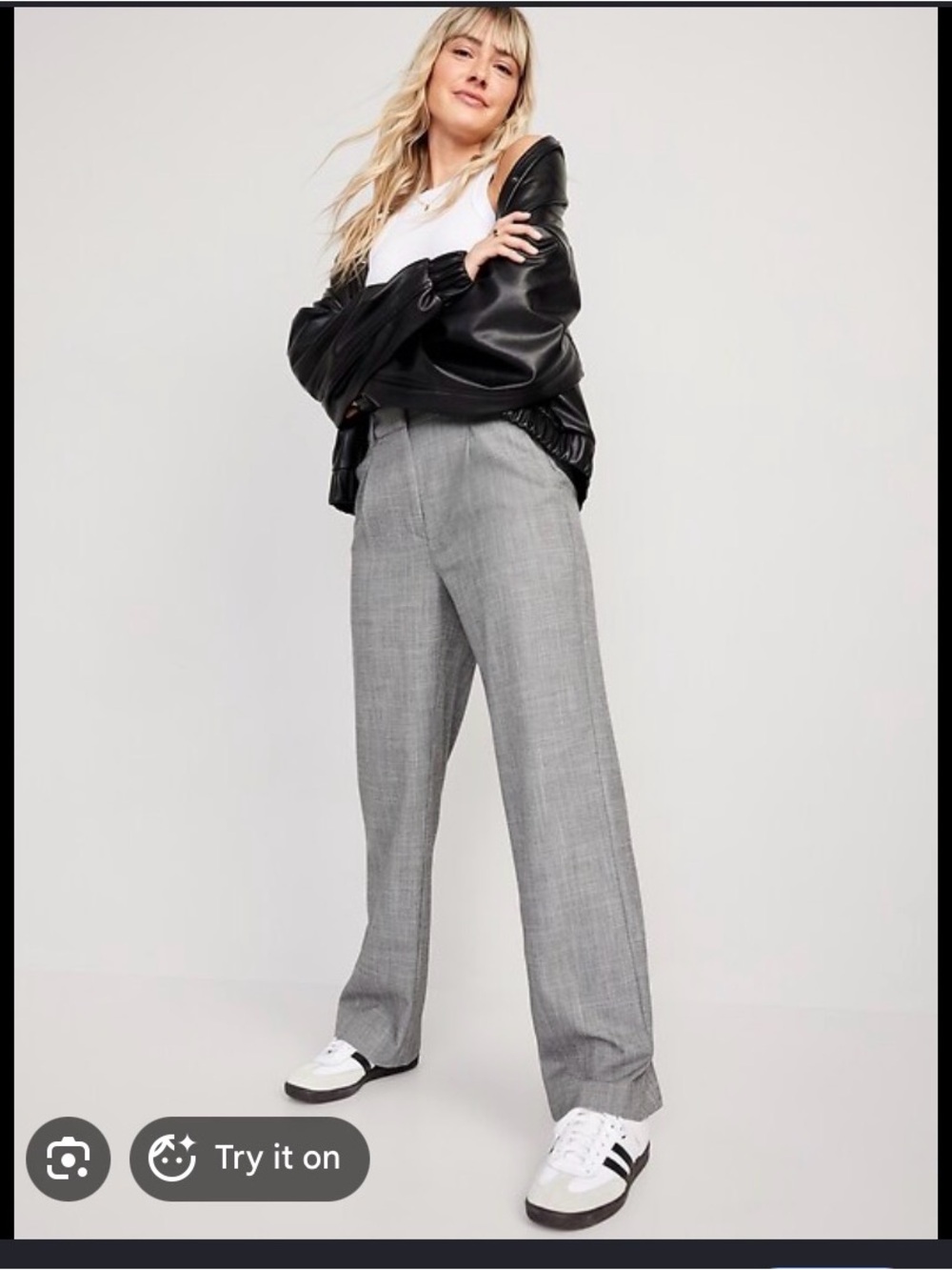 Old Navy Gray Wide-Leg Dress Pants